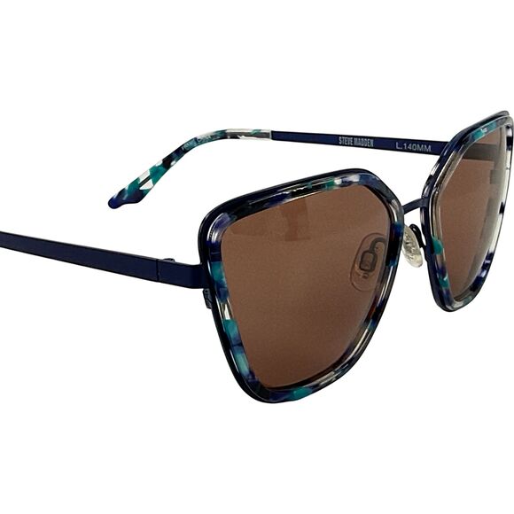 Steve Madden Dariing Womens Metal Sunglass Blue Multi 55-17 Brown Lenses main image 4